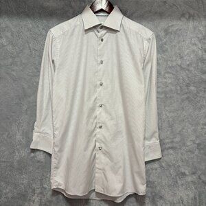 Eton Slim Fit Dress Shirt Mens 15 38 100% Cotton Micro Grid Check Business